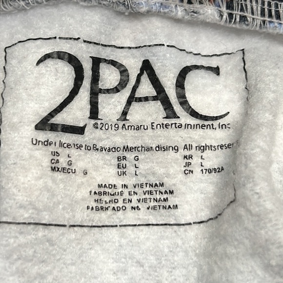 2Pac Cropped Portrait Picture Long Sleeve Hoodie Sz L GUC - Picture 4 of 9